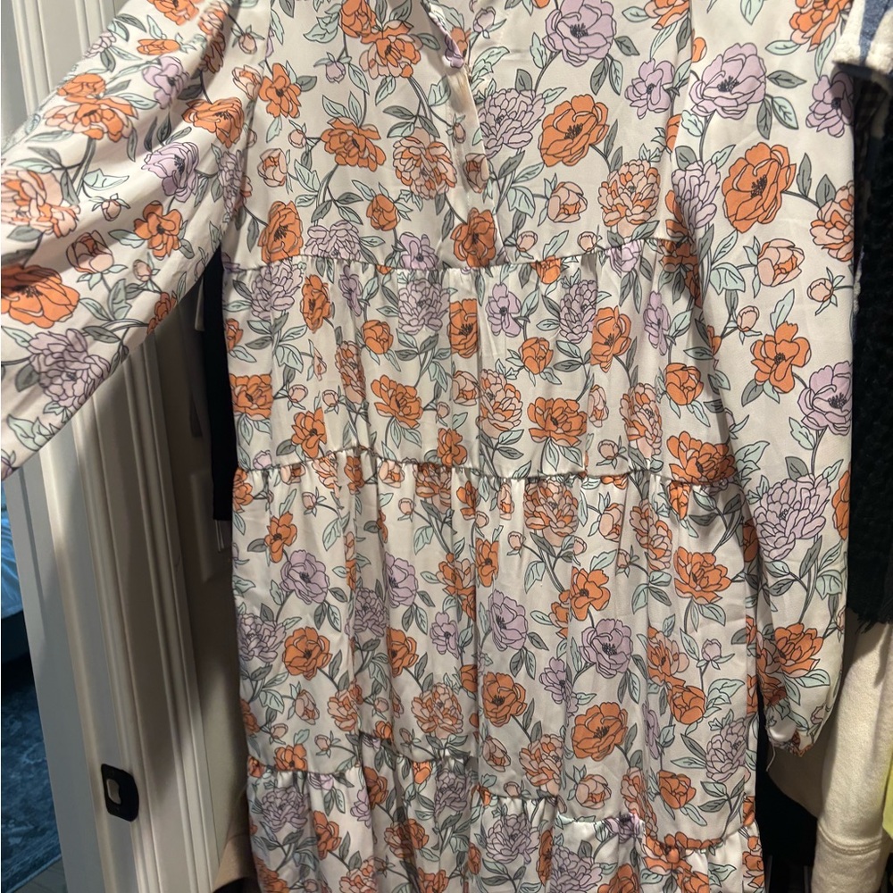 Amazon Floral Maxi Dress - Orange and Purple